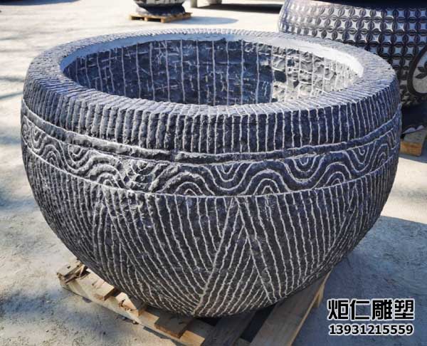 青石手工面石雕鱼缸(图1) 3.jpg